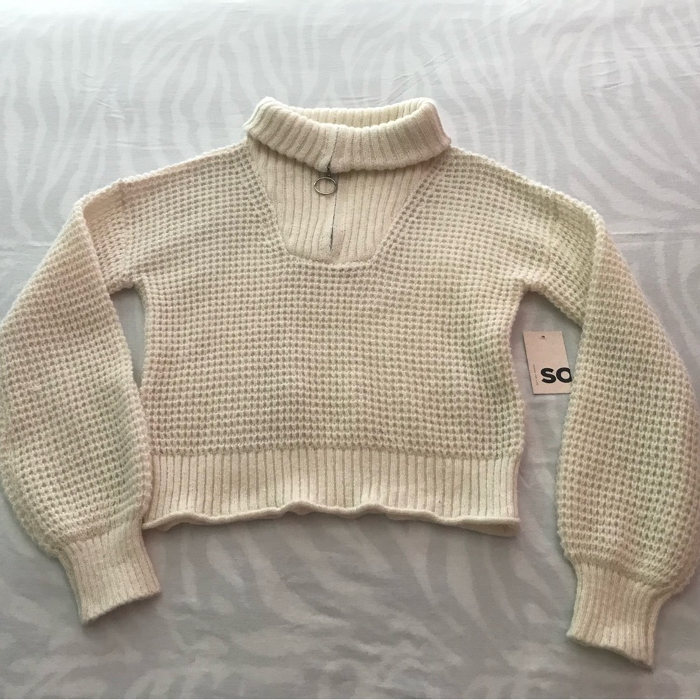 Kohl's Cream Cowl Neck Sweater